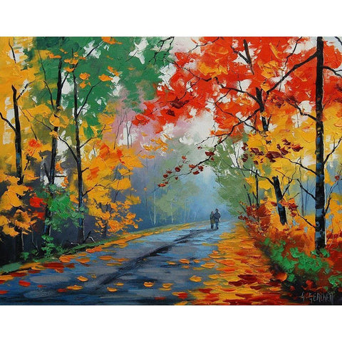Autumn Walk White Modern Wood Framed Art Print by Gercken, Graham