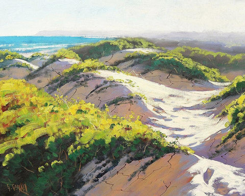 Light Across The Dunes White Modern Wood Framed Art Print with Double Matting by Gercken, Graham