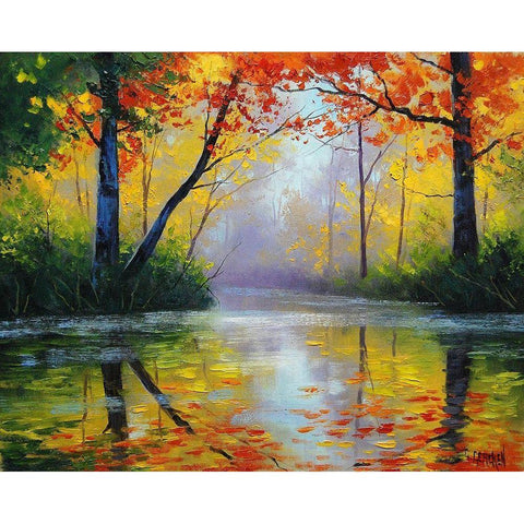 Golden River Black Modern Wood Framed Art Print with Double Matting by Gercken, Graham