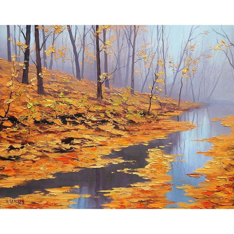 Golden Autumn White Modern Wood Framed Art Print by Gercken, Graham