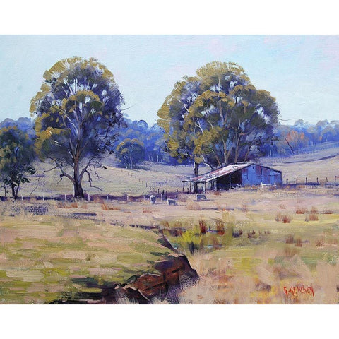Farm Shed Australia Black Modern Wood Framed Art Print by Gercken, Graham