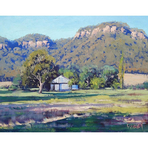 Farm Sheds Hartley White Modern Wood Framed Art Print by Gercken, Graham