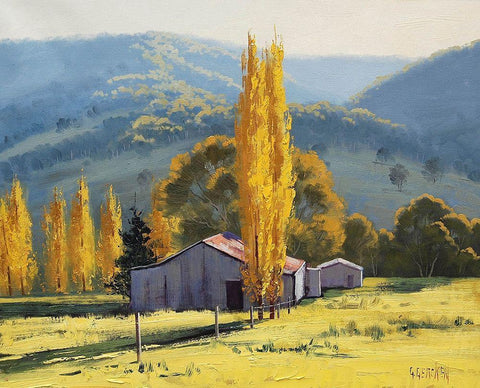 Farm Barn Black Ornate Wood Framed Art Print with Double Matting by Gercken, Graham