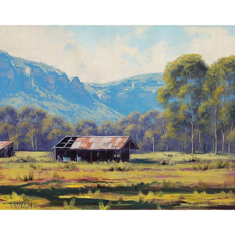 Megalong Painting White Modern Wood Framed Art Print by Gercken, Graham