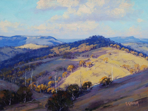 Megalong Valley Australia Black Ornate Wood Framed Art Print with Double Matting by Gercken, Graham
