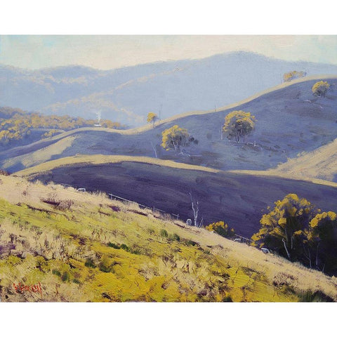 Hazy Landscape Mudgee Gold Ornate Wood Framed Art Print with Double Matting by Gercken, Graham