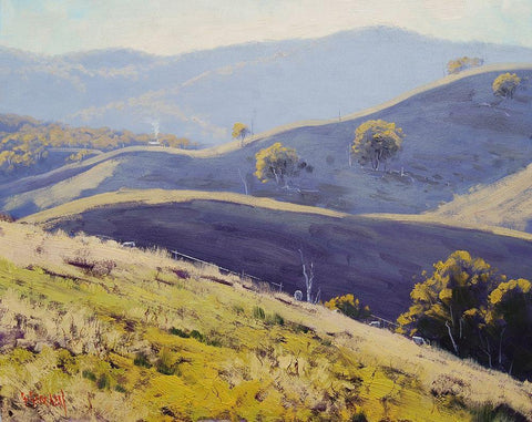 Hazy Landscape Mudgee White Modern Wood Framed Art Print with Double Matting by Gercken, Graham