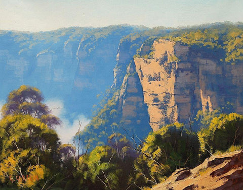 Katomba Clifs Australia White Modern Wood Framed Art Print with Double Matting by Gercken, Graham
