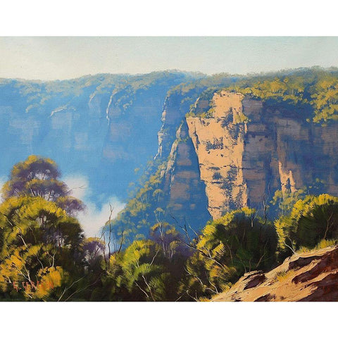 Katomba Clifs Australia Black Modern Wood Framed Art Print by Gercken, Graham