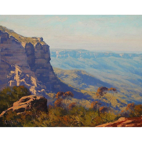 Landslide Katoomba White Modern Wood Framed Art Print by Gercken, Graham