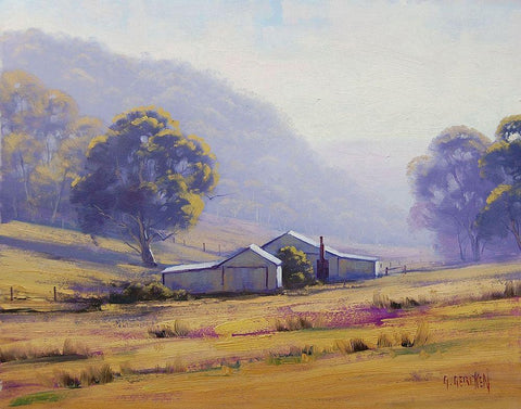 Lithgow Valley White Modern Wood Framed Art Print with Double Matting by Gercken, Graham
