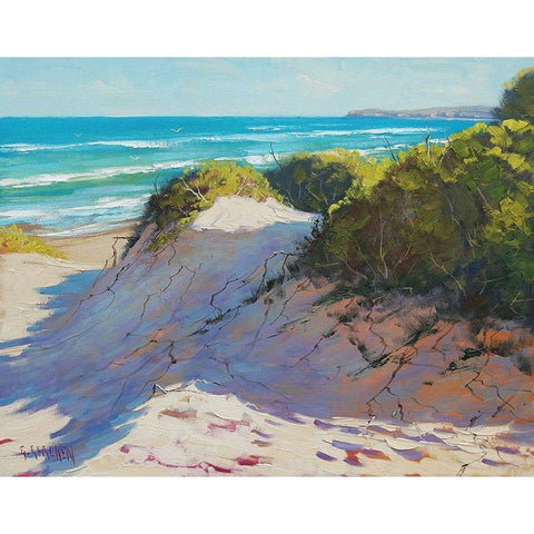 Sunlight And Shadows Across the Dunes Black Modern Wood Framed Art Print by Gercken, Graham