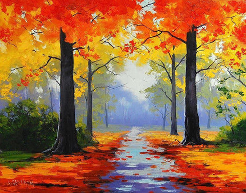 Vivid Autumn Colours White Modern Wood Framed Art Print with Double Matting by Gercken, Graham