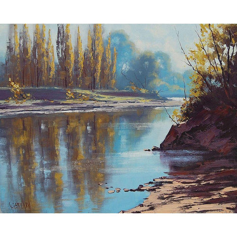 Tumut River Reflections Gold Ornate Wood Framed Art Print with Double Matting by Gercken, Graham