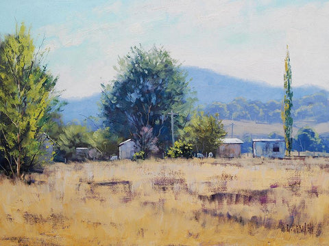 Tumut Farm Australia Black Ornate Wood Framed Art Print with Double Matting by Gercken, Graham