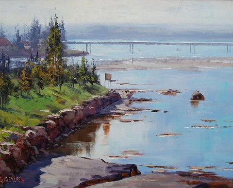 Tuggerah Lake Australia White Modern Wood Framed Art Print with Double Matting by Gercken, Graham