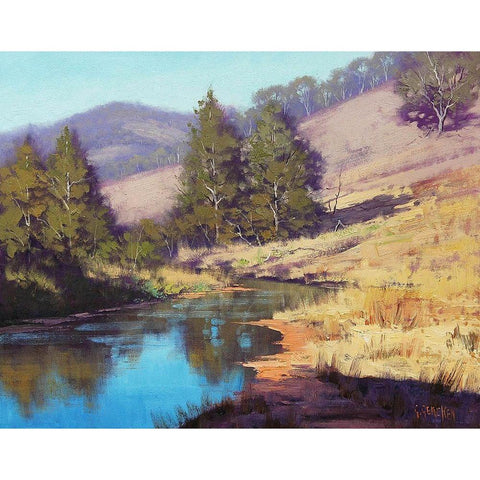 Summer Coxs River Australia Black Modern Wood Framed Art Print with Double Matting by Gercken, Graham