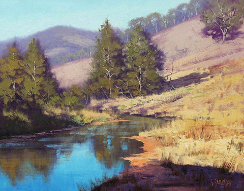 Summer Coxs River Australia Black Ornate Wood Framed Art Print with Double Matting by Gercken, Graham
