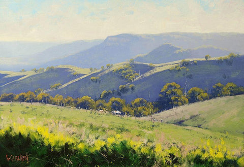 Spring Landscape Kanimbla Australia Black Ornate Wood Framed Art Print with Double Matting by Gercken, Graham