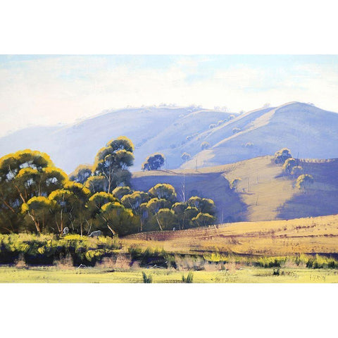 Strath Creek Hills Australia Gold Ornate Wood Framed Art Print with Double Matting by Gercken, Graham