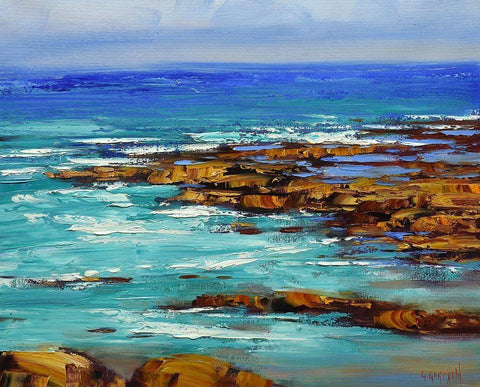 Rocks and Surf Black Ornate Wood Framed Art Print with Double Matting by Gercken, Graham