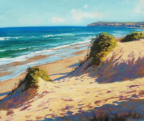 Sand Dunes NSW White Modern Wood Framed Art Print with Double Matting by Gercken, Graham