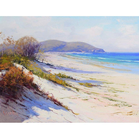 Port Stephans Beach Sands Black Modern Wood Framed Art Print by Gercken, Graham
