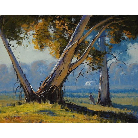 Ribbon Gum Trees Black Modern Wood Framed Art Print with Double Matting by Gercken, Graham
