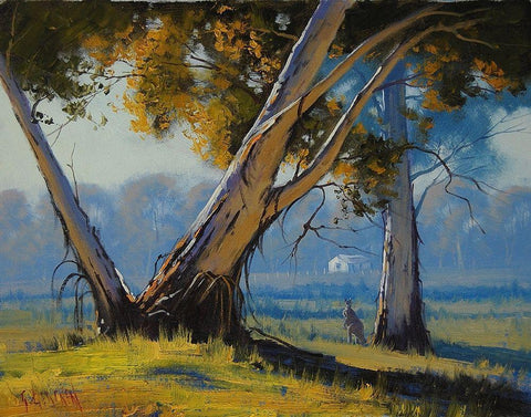 Ribbon Gum Trees Black Ornate Wood Framed Art Print with Double Matting by Gercken, Graham