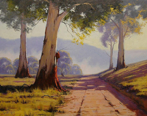 Road Throught The Valley White Modern Wood Framed Art Print with Double Matting by Gercken, Graham