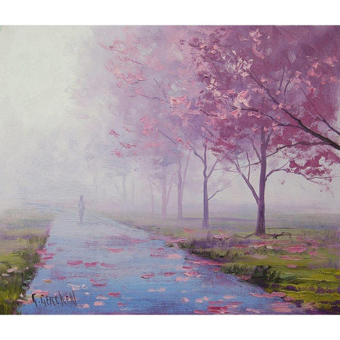 MÃ­sty Landscape Black Modern Wood Framed Art Print with Double Matting by Gercken, Graham