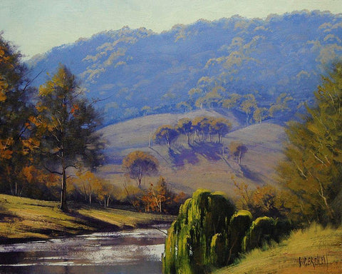Morning Light Coxs River Black Ornate Wood Framed Art Print with Double Matting by Gercken, Graham