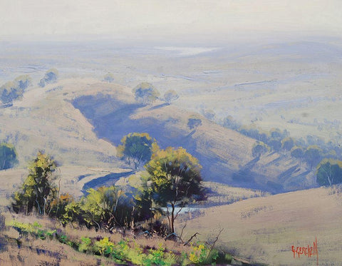 Mudgee Hills Australia White Modern Wood Framed Art Print with Double Matting by Gercken, Graham