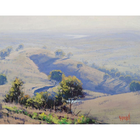 Mudgee Hills Australia Black Modern Wood Framed Art Print with Double Matting by Gercken, Graham