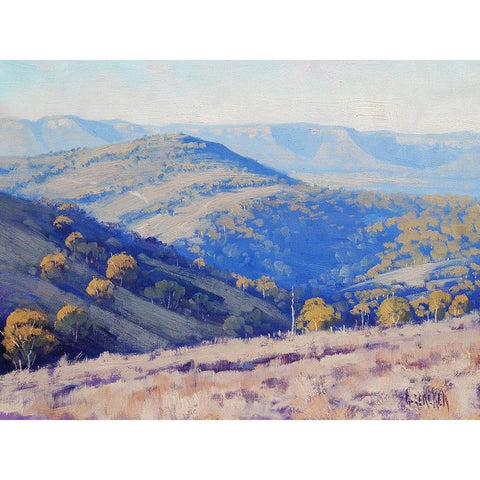 Hilly Landscape Black Modern Wood Framed Art Print by Gercken, Graham