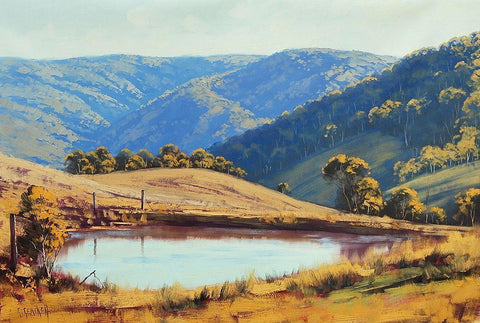 Kanimba Valley Dam Black Ornate Wood Framed Art Print with Double Matting by Gercken, Graham