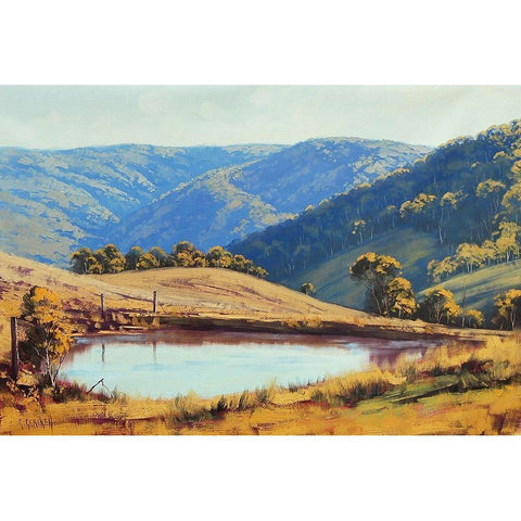 Kanimba Valley Dam Black Modern Wood Framed Art Print with Double Matting by Gercken, Graham
