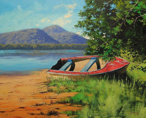 Patonga Shoreline White Modern Wood Framed Art Print with Double Matting by Gercken, Graham