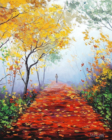 Autumn Track White Modern Wood Framed Art Print with Double Matting by Gercken, Graham