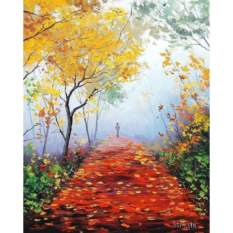 Autumn Track Gold Ornate Wood Framed Art Print with Double Matting by Gercken, Graham