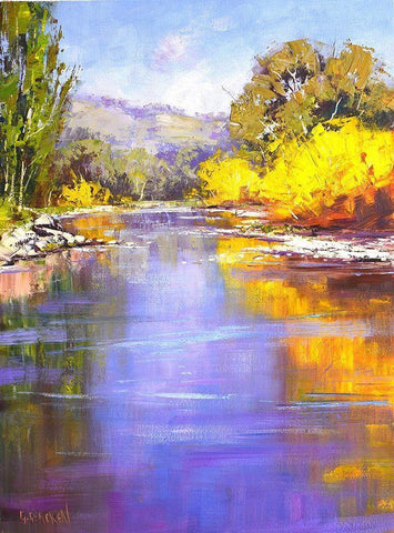 Autumn River Black Ornate Wood Framed Art Print with Double Matting by Gercken, Graham
