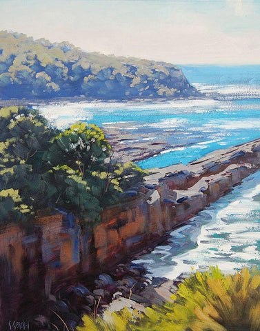 Culburra Beach Head Land Australia White Modern Wood Framed Art Print with Double Matting by Gercken, Graham