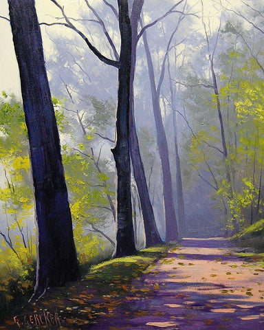 Forest Trail Black Ornate Wood Framed Art Print with Double Matting by Gercken, Graham