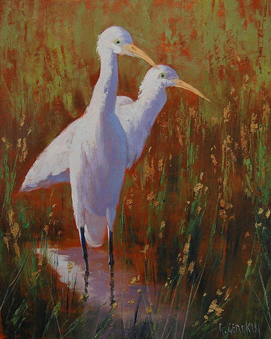 Herod Bird Prints White Modern Wood Framed Art Print with Double Matting by Gercken, Graham