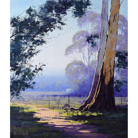 Kangaroo and Gum Tree Black Modern Wood Framed Art Print by Gercken, Graham
