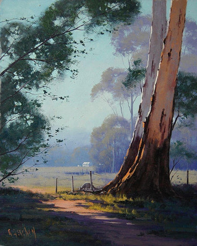 Kangaroo Landscape Black Ornate Wood Framed Art Print with Double Matting by Gercken, Graham