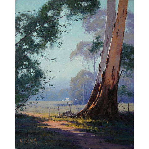 Kangaroo Landscape Gold Ornate Wood Framed Art Print with Double Matting by Gercken, Graham