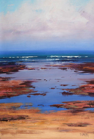 Low Tide Colours Black Ornate Wood Framed Art Print with Double Matting by Gercken, Graham