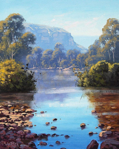 Megalong Creek White Modern Wood Framed Art Print with Double Matting by Gercken, Graham