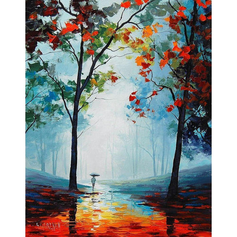 MÃ­sty Fall Colours Black Modern Wood Framed Art Print with Double Matting by Gercken, Graham